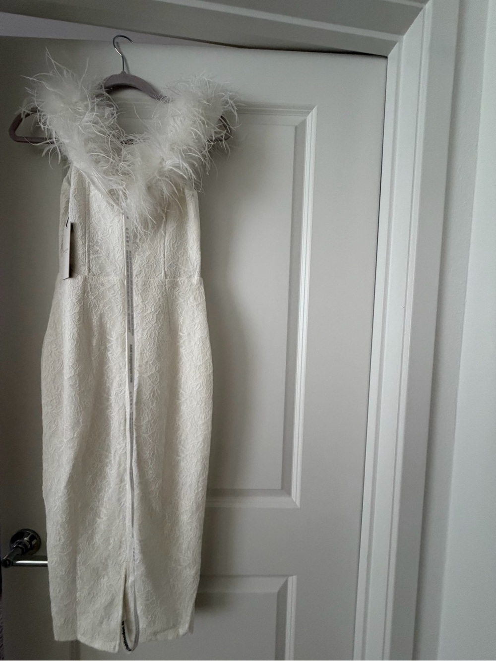 Club L London Cream Lace Dress with Ribbon Detail